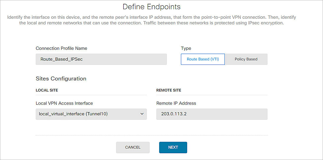 Screenshot of the Define Endpoints configurations page